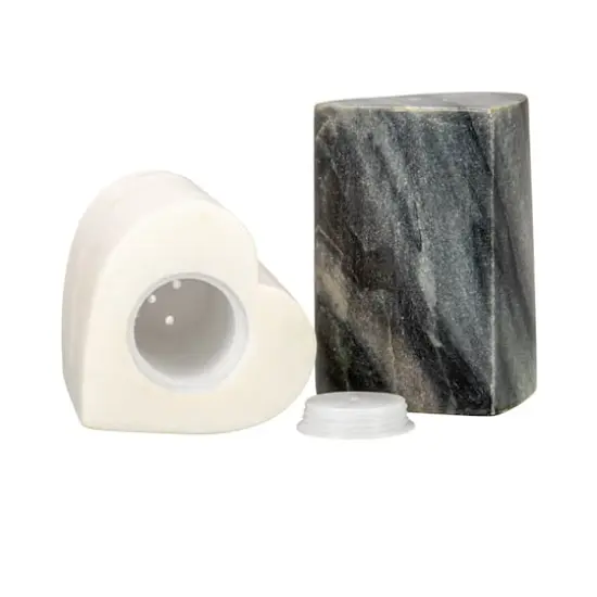 Hello Honey&reg; Heart-Shaped Marble Salt & Pepper Shakers Set {5}