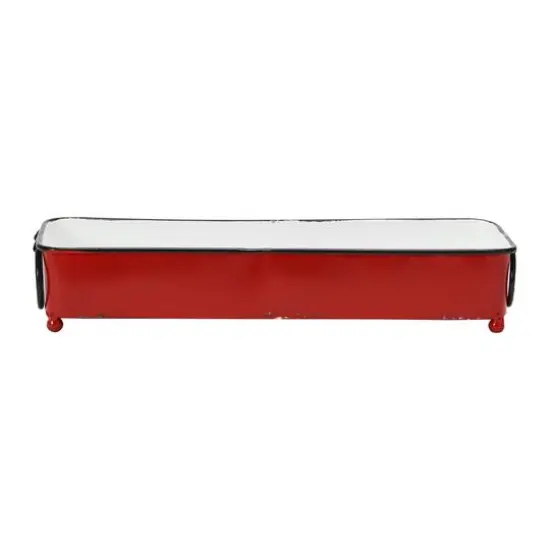 Hello Honey&reg; 16" Decorative Metal Tray with Handles Red {5}