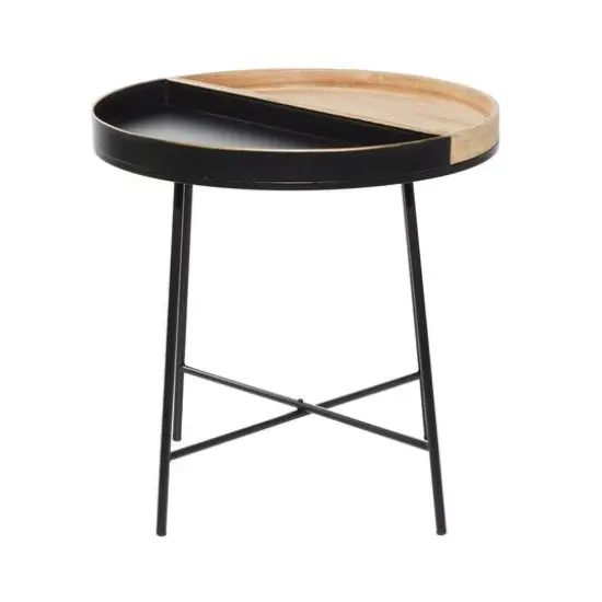 22" Black Metal Contemporary Accent Table {7}