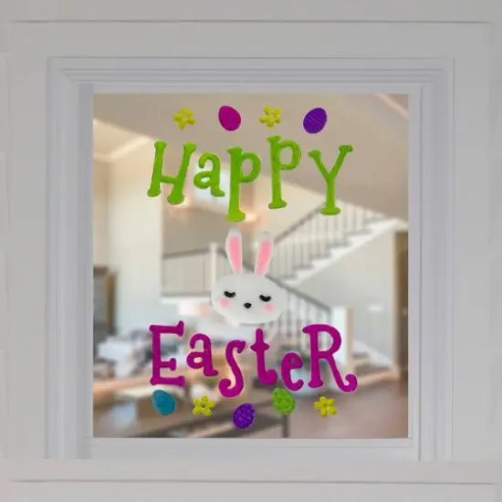 Pink & Green Happy Easter Spring Gel Window Clings {3}