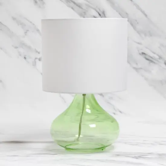 Simple Designs Green & White Glass Raindrop Table Lamp {5}