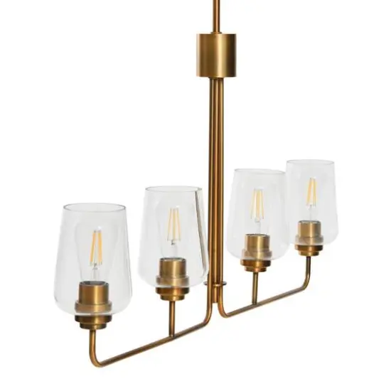 Hello Honey&reg; Robert Stevenson Lighting Holden Metal & Glass 4-Light Linear Chandelier Brushed Bronze {9}