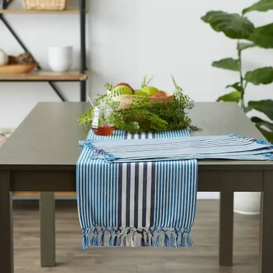 DII&reg; Deep Blue Stripes With Fringe Placemats, 6ct. {5}