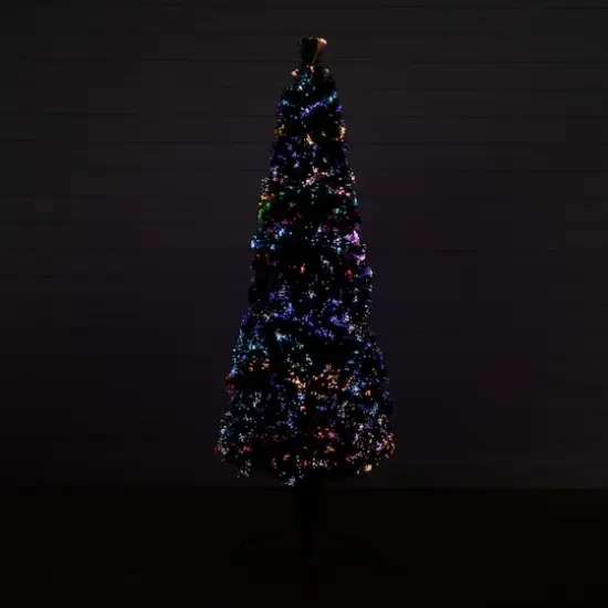 6ft. Fiber Optic Multicolor LED Lights Slim Pine Artificial Christmas Tree {13}