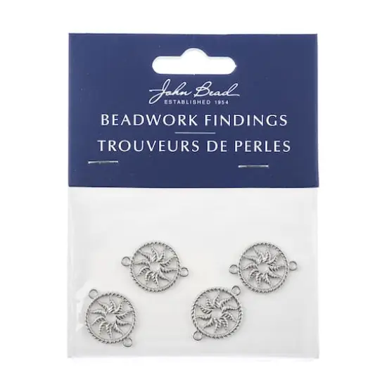 John Bead 21mm Silver Sun Circle Beadwork Pendants, 4ct. {5}
