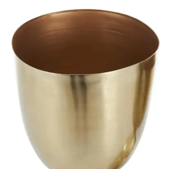 Gold Hourglass Shaped Metal Planter Set with Elevated Base {7}