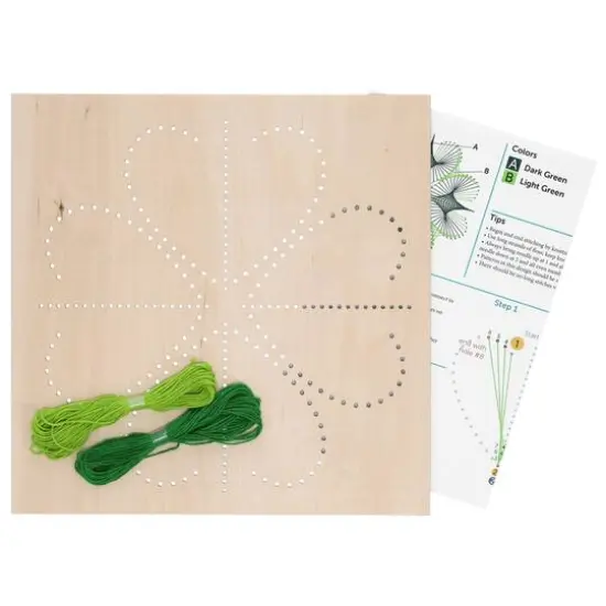 Leisure Arts&reg; Intermediate Clover Wood Stitched String Art Panel Kit {4}