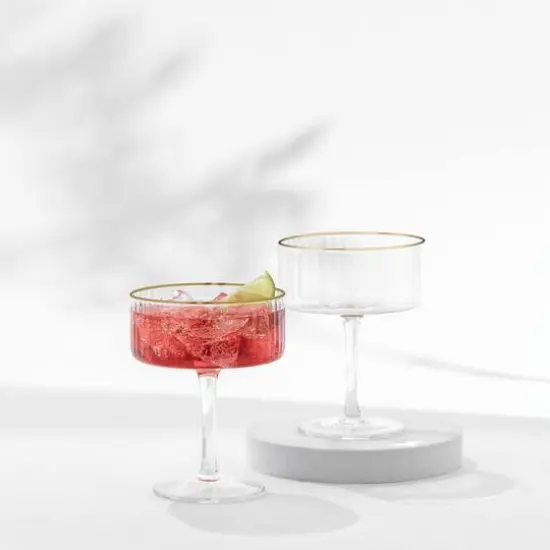 JoyJolt&reg; Christian Siriano 10oz. Optic Gold Rim Coupe Glasses, 4ct. {3}