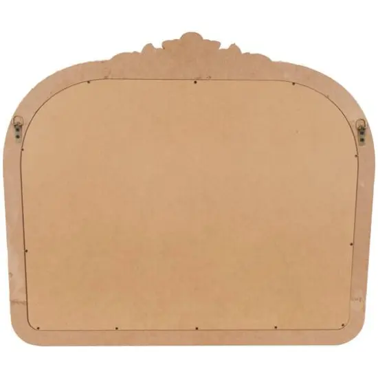 35" Brown & Black Woven Floral Rattan Wall Mirror with Beaded Detailing {8}