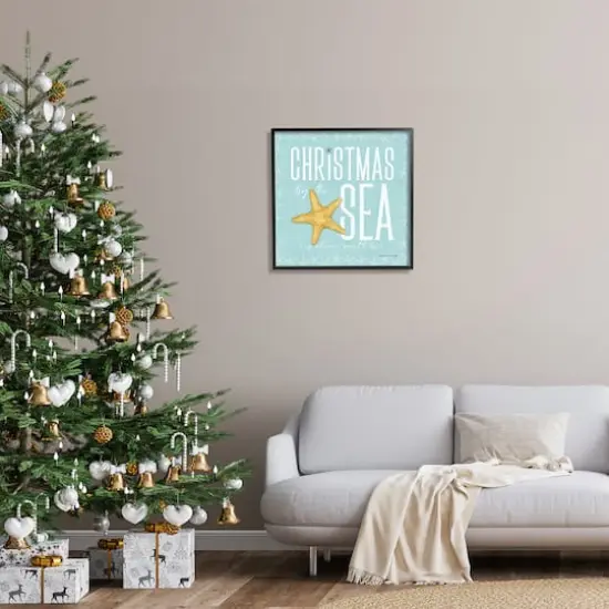 Stupell Industries Christmas By The Sea Turquoise Framed Giclee Art Black {3}