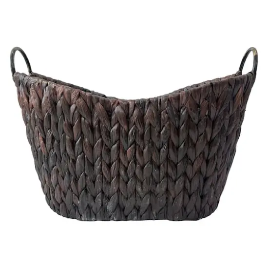 Large Espresso Woven Basket with Metal Handles by Ashland&reg; {3}