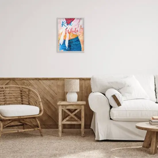 Stupell Industries Red White & Blue Patriotic American Celebration Framed Giclee Art Gray {3}