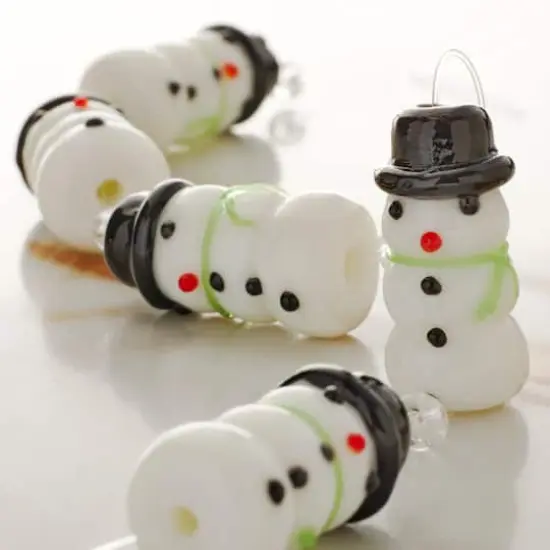Snowman Lampwork Beads, 23mm by Bead Landing&trade; {3}