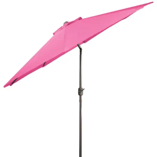 9ft. Outdoor Patio Market Umbrella with Hand Crank & Tilt Pink/Brown {5}
