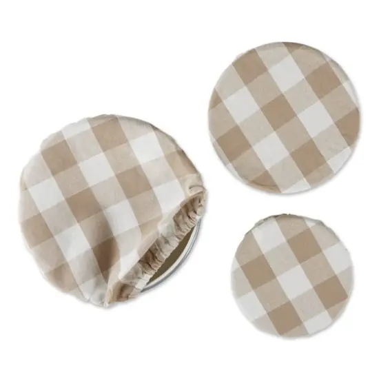 DII&reg; Assorted Stone Buffalo Check Woven Dish Cover Set {4}