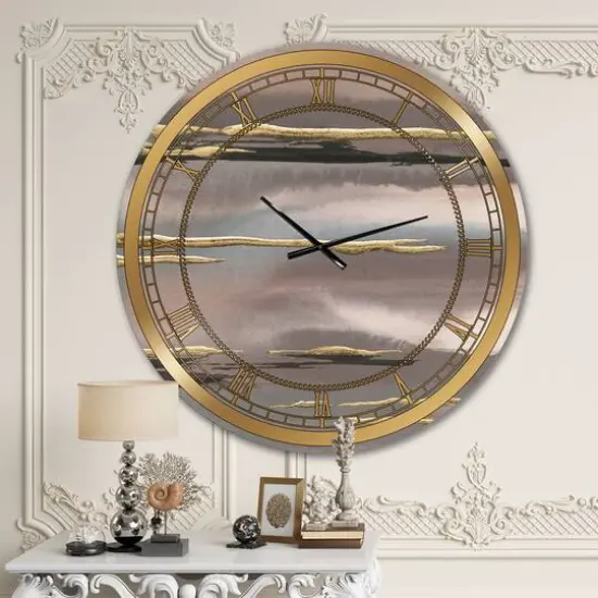 Designart 'Glamorous Morning Fog I Glam Wall Clock {3}