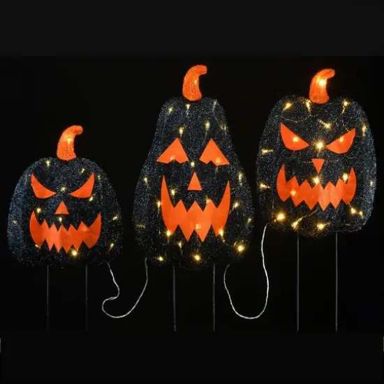 35" Black LED Jack-O-Lantern Halloween Garden Stakes {7}