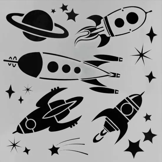 PA Essentials Space Rockets Stencil, 12" x 12" {3}