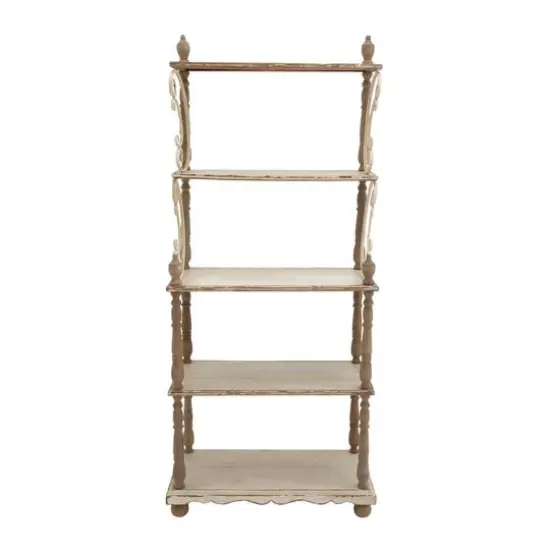 White Wood Farmhouse Shelving Unit {4}