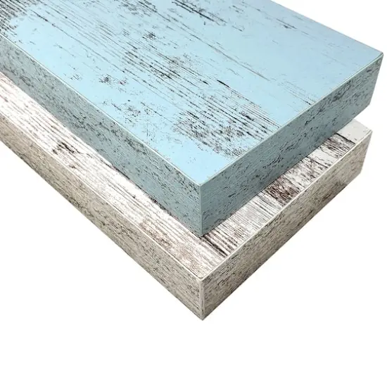 Sorbus Floating Faux Wood Shelf, 2ct. Rustic Blue/Rustic White {4}