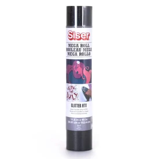 Siser&reg; Glitter Heat Transfer Vinyl Mega Roll Black {1}