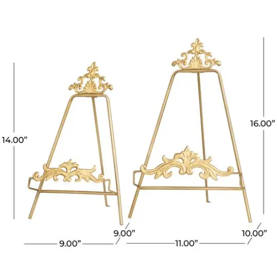 Gold Metal Ornate Arabesque Scroll Tabletop Easel Set {6}