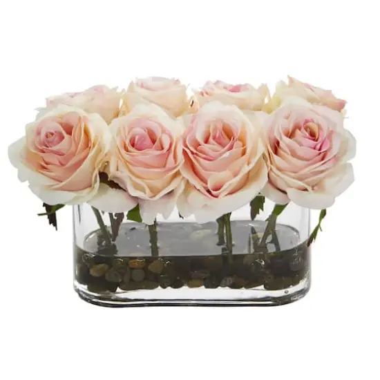 5.5'' Pink Roses in Glass Vase {1}