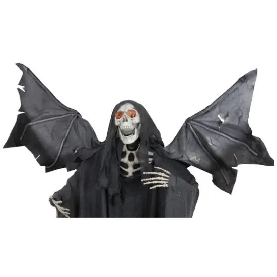 66" Pre-Lit Black & Red Sonic Skeletal Reaper with Wings Halloween D&eacute;cor {3}