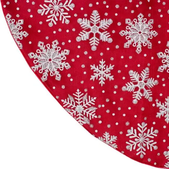 20" Red & White Snowflakes with Silver Glitter Mini Tree Skirt {8}