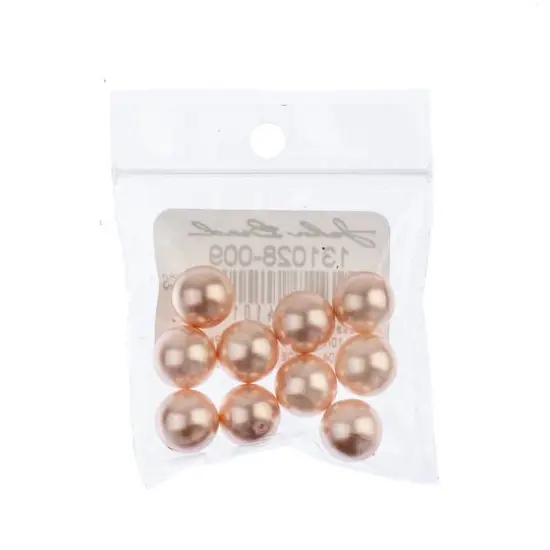 Preciosa Maxima 10mm Glass Nacre Pearls, 10ct. Peach {3}