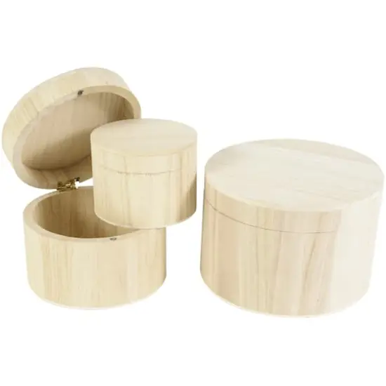 Multicraft Round Wooden Box Set {1}