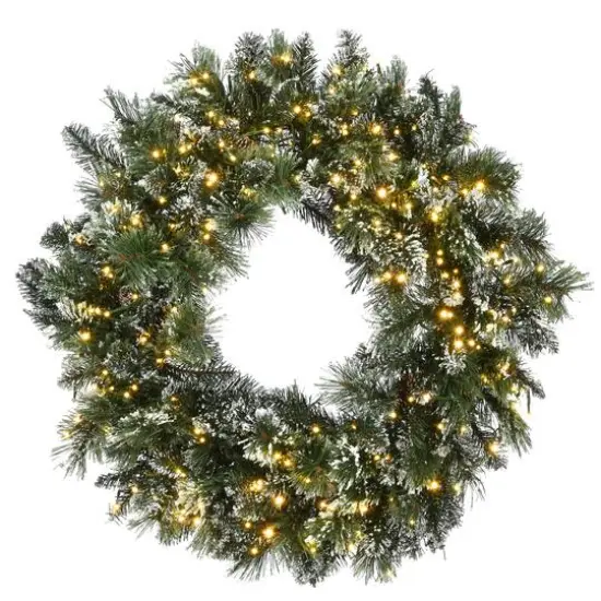 30" LED Cosmic Lights&reg; Glittery Bristle Pine Wreath {1}