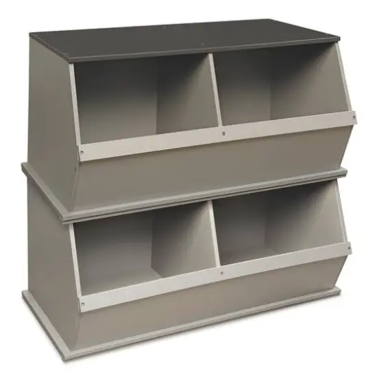 Badger Basket 2 Bin Stackable Storage Cubby Light Gray/Dark Gray {9}