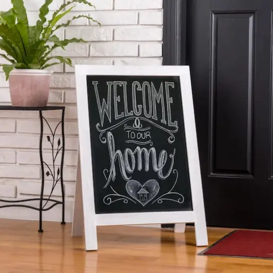 Glitzhome&reg; 30" White Wood Chalkboard {4}