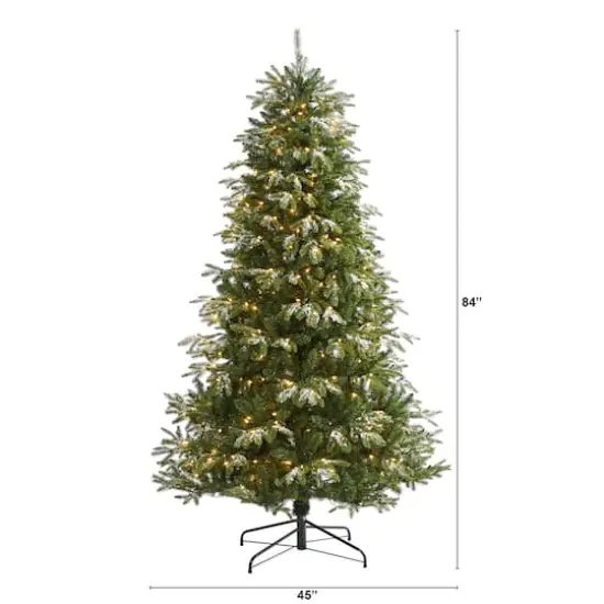 7ft. Pre-Lit Snowed Grand Teton Artificial Christmas Tree with Clear LED Lights {3}