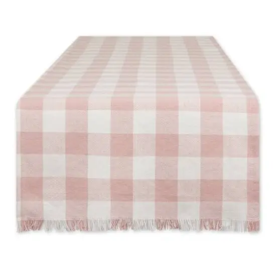 DII® 108" Heavyweight Check Fringed Table Runner Pale Mauve {1}