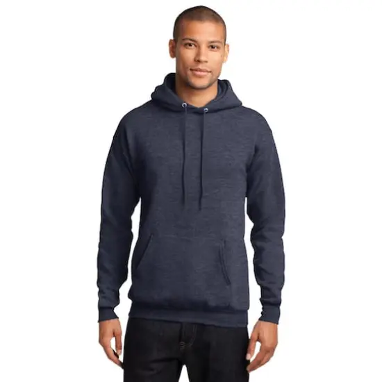 Port & Company&reg; Heathered Colors Core Fleece Pullover Hooded Sweatshirt Heather Navy {4}