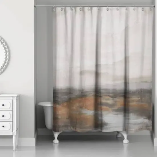 Moody Rust Abstract Riverscape 71" x 74" Shower Curtain {1}