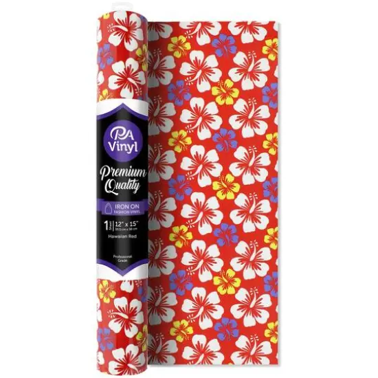 PA Vinyl Hawaiian Red Print Iron On Vinyl {1}