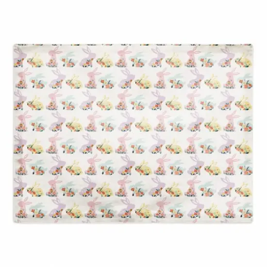 Pastel Floral Rabbits 14" x 18" Cotton Twill Placemat {1}