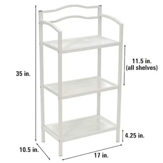Household Essentials 3-Tier Metal Bathroom Storage Shelf White {4}