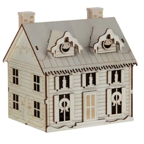 6.25" Unfinished Country House DIY LED Wood D&eacute;cor by Make Market&reg; {5}