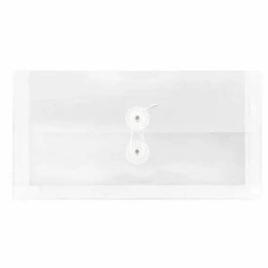JAM Paper 5.25" x 10" Plastic #10 Business Envelope with Button and String Closure, 24ct. Clear {1}