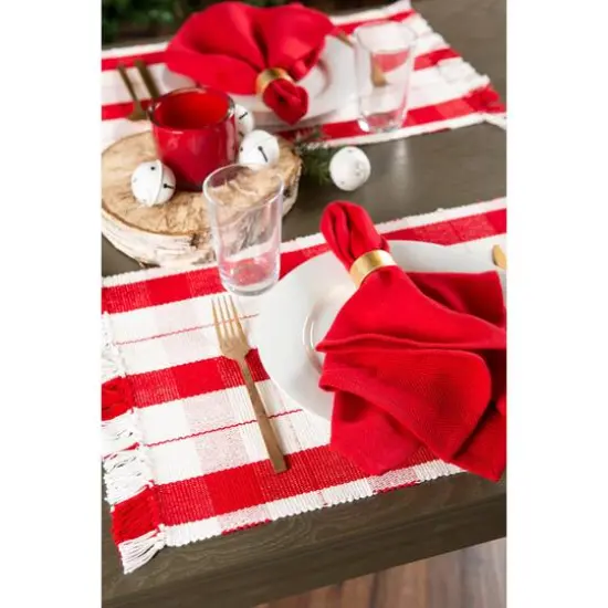DII&reg; Red Tinsel Plaid Fringed Placemats, 6ct. {6}