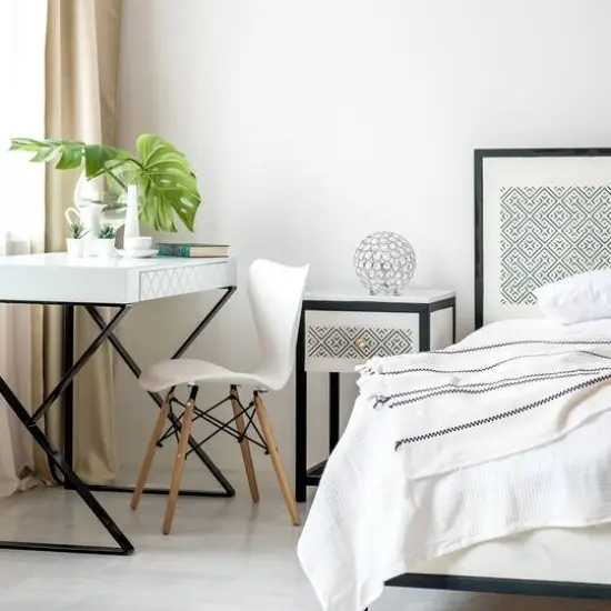 Lalia Home 8" Medium Metal Crystal Round Orb Table Lamp Chrome {7}