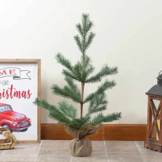 2ft. Unlit Ponderosa Pine Artificial Christmas Tree in Burlap Base {3}