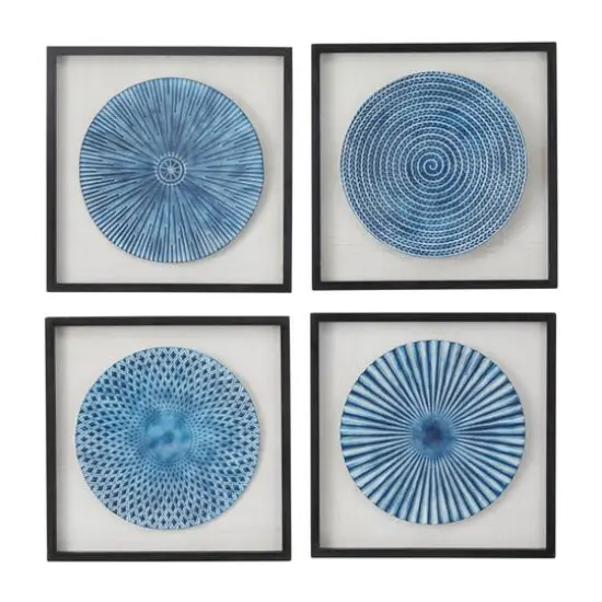 Blue Wood Coastal Abstract Art Wall Decor, Set of 4 16" x 16" {1}