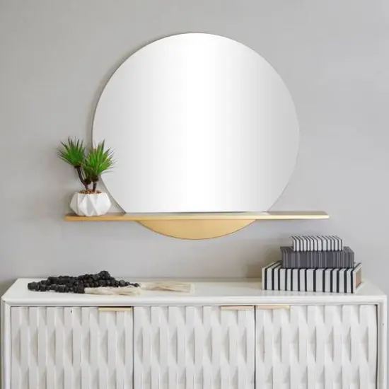 Gold Metal Glam Wall Mirror, 35" x 4" x 28" {7}