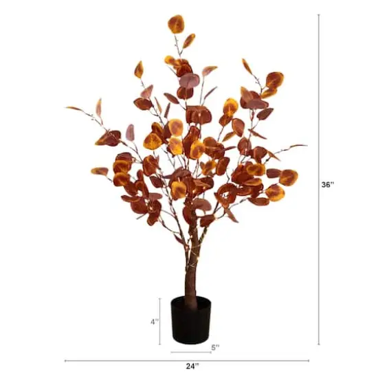 3ft. Pre-Lit Autumn Eucalyptus Artificial Fall Tree with 80 Warm White LED Lights {3}