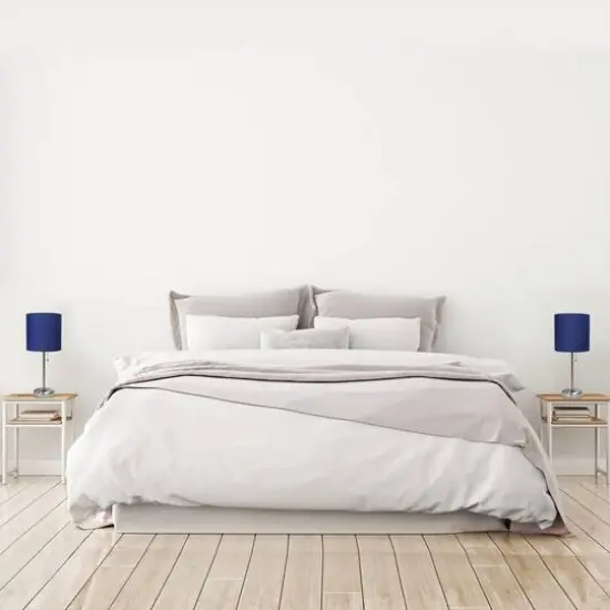 LimeLights 19.5" Brushed Steel Base Lamps with Charging Outlets, 2ct. Navy {6}